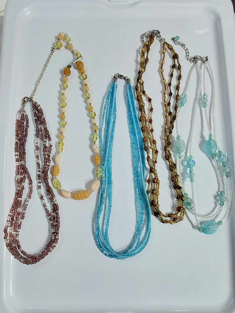 Multicolor Beaded Layered Necklaces - Set of 5